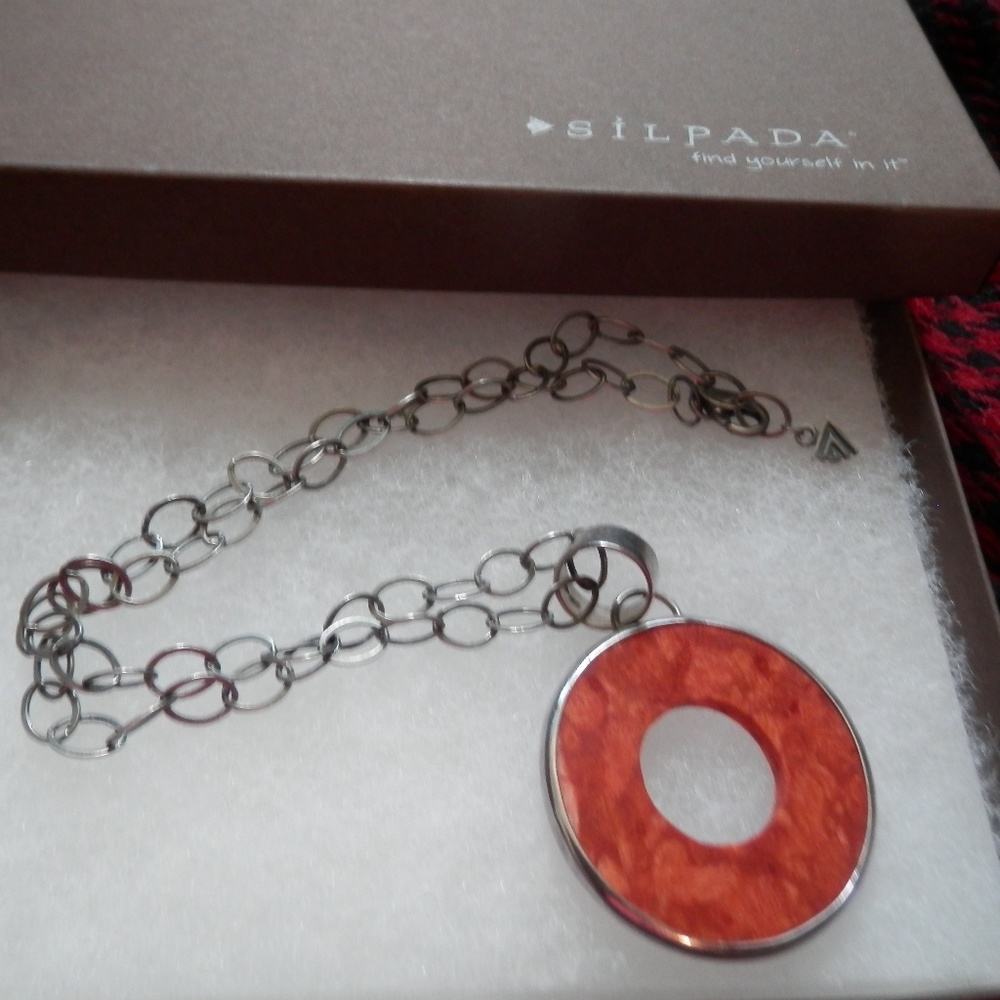 Silpada Necklace Retired-Coral O Pendant